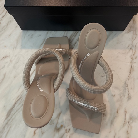 Alexander Wang Shoes - Alexander Wang Beige Rope Strap Square-Toe Heels